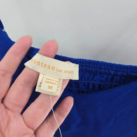 Monteau Los Angeles Royal Blue Back Ruched Lined Adjustable Strap Top Medium - Picture 4 of 8